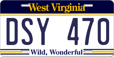 WV license plate DSY470