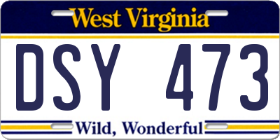 WV license plate DSY473
