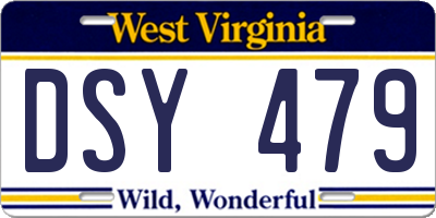 WV license plate DSY479