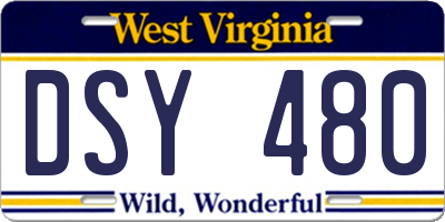 WV license plate DSY480