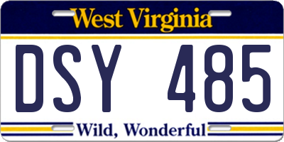 WV license plate DSY485