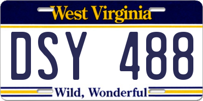 WV license plate DSY488