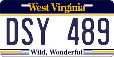 WV license plate DSY489