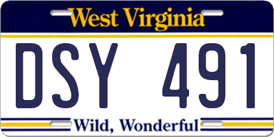WV license plate DSY491