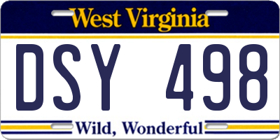 WV license plate DSY498