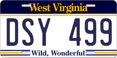 WV license plate DSY499