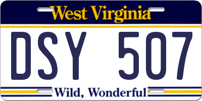 WV license plate DSY507