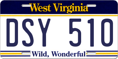 WV license plate DSY510