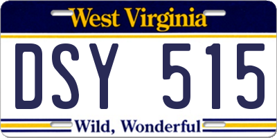 WV license plate DSY515
