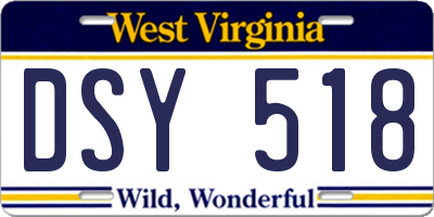 WV license plate DSY518