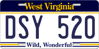 WV license plate DSY520