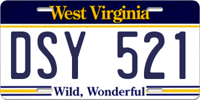 WV license plate DSY521