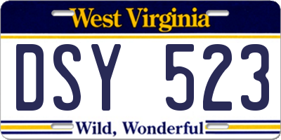 WV license plate DSY523