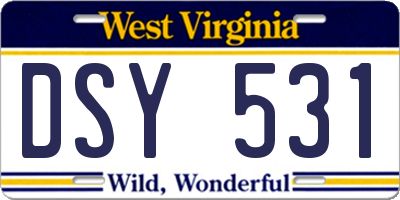 WV license plate DSY531