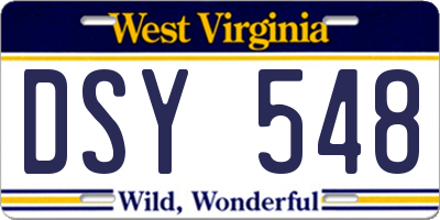 WV license plate DSY548
