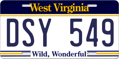 WV license plate DSY549