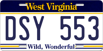 WV license plate DSY553
