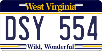 WV license plate DSY554
