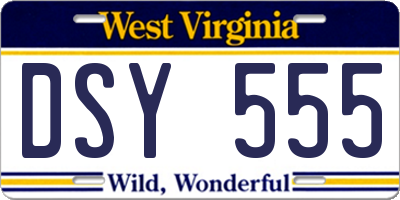 WV license plate DSY555