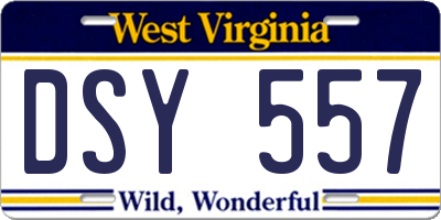 WV license plate DSY557