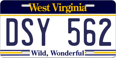 WV license plate DSY562