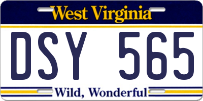 WV license plate DSY565