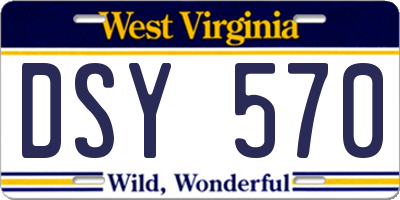 WV license plate DSY570