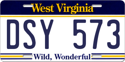 WV license plate DSY573