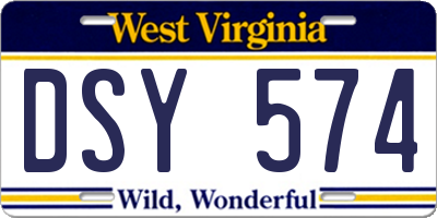 WV license plate DSY574
