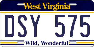 WV license plate DSY575