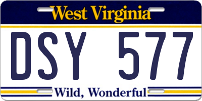 WV license plate DSY577