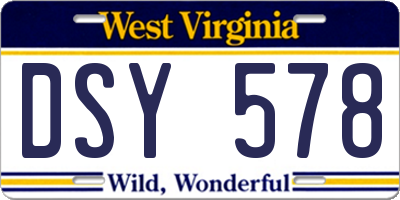 WV license plate DSY578