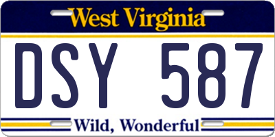 WV license plate DSY587