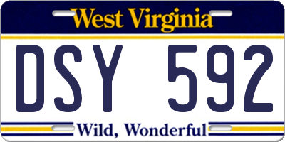 WV license plate DSY592