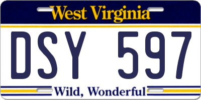 WV license plate DSY597