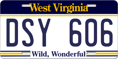 WV license plate DSY606
