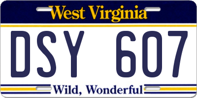 WV license plate DSY607