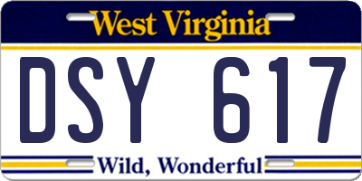 WV license plate DSY617