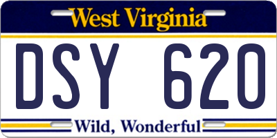 WV license plate DSY620
