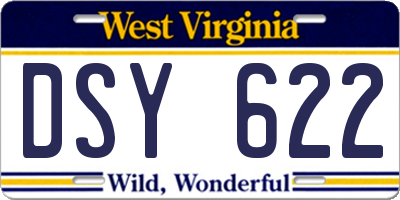 WV license plate DSY622