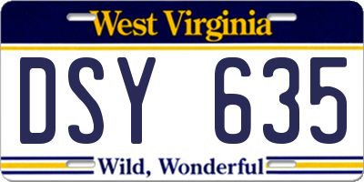 WV license plate DSY635