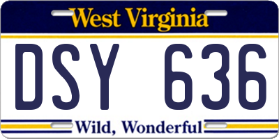 WV license plate DSY636