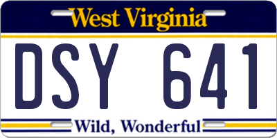 WV license plate DSY641