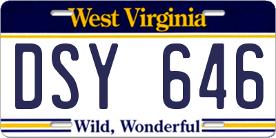 WV license plate DSY646