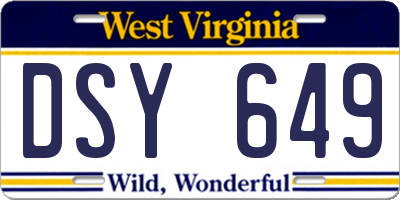 WV license plate DSY649