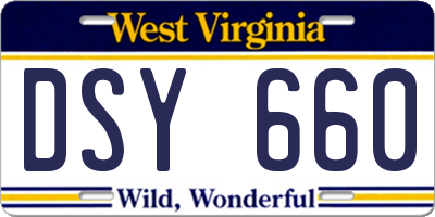 WV license plate DSY660