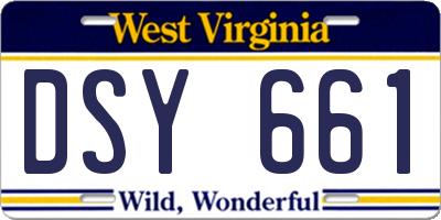 WV license plate DSY661