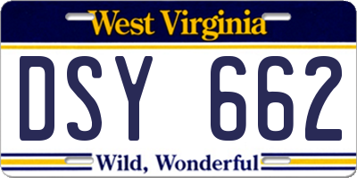 WV license plate DSY662