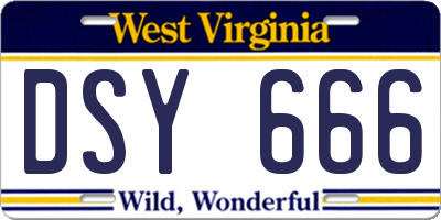 WV license plate DSY666
