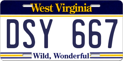 WV license plate DSY667